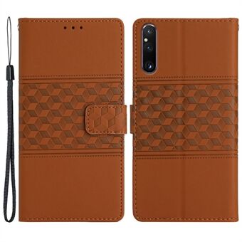 Telefonpung-etui til Sony Xperia 1 V, påtrykt Rhombus Stand Telefoncover