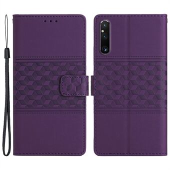 Telefonpung-etui til Sony Xperia 1 V, påtrykt Rhombus Stand Telefoncover