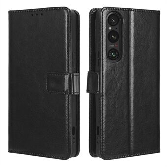 Stødsikkert cover til Sony Xperia 1 V Crazy Horse Texture PU Læder Telefon Pung Stand Case