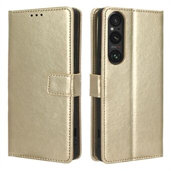 Stødsikkert cover til Sony Xperia 1 V Crazy Horse Texture PU Læder Telefon Pung Stand Case