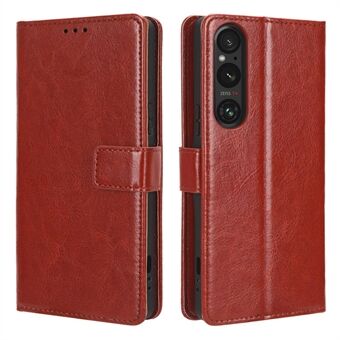 Stødsikkert cover til Sony Xperia 1 V Crazy Horse Texture PU Læder Telefon Pung Stand Case