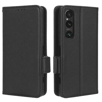 Telefonetui til Sony Xperia 1 V Anti-drop Litchi Texture Stand PU Læder Pung Cover