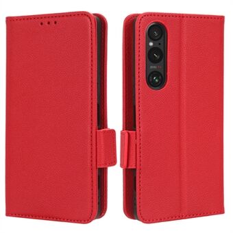 Telefonetui til Sony Xperia 1 V Anti-drop Litchi Texture Stand PU Læder Pung Cover