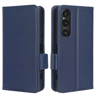 Telefonetui til Sony Xperia 1 V Anti-drop Litchi Texture Stand PU Læder Pung Cover