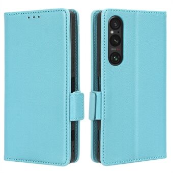 Telefonetui til Sony Xperia 1 V Anti-drop Litchi Texture Stand PU Læder Pung Cover