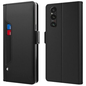 Til Sony Xperia 1 V stødsikker lædertaske Spejl Design Stand Kortholder Telefon Cover