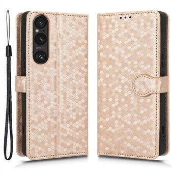 Lædertaske til Sony Xperia 1 V, påtrykt prikmønster tegnebog Mobiltelefon Stand Cover