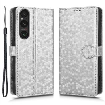 Lædertaske til Sony Xperia 1 V, påtrykt prikmønster tegnebog Mobiltelefon Stand Cover