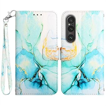 YB Pattern Printing Læder Series-5 til Sony Xperia 1 V Læder Telefontaske Marmormønster Pung Stand Cover