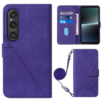 YB Imprinting Series-2 til Sony Xperia 1 V lædertelefontaske Stand med skulderrem