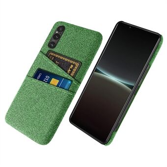 Dual Card Holder Telefon Case til Sony Xperia 1 V, Hard PC + Cloth Phone Bagcover