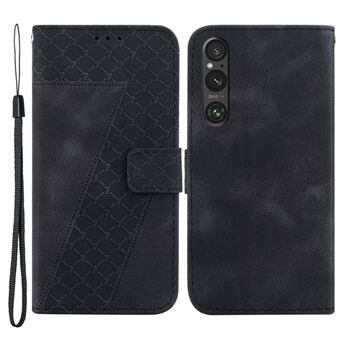 7-Shape påtrykt telefonpung etui til Sony Xperia 1 V , PU Stand smartphonecover