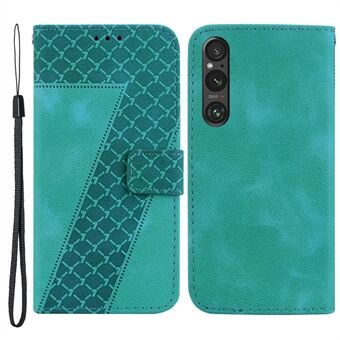 7-Shape påtrykt telefonpung etui til Sony Xperia 1 V , PU Stand smartphonecover