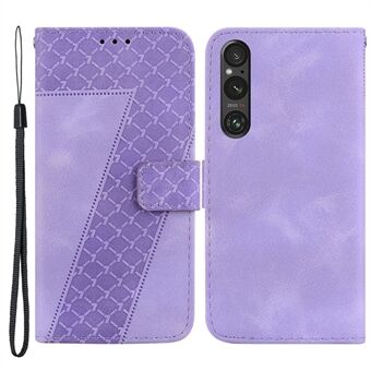 7-Shape påtrykt telefonpung etui til Sony Xperia 1 V , PU Stand smartphonecover