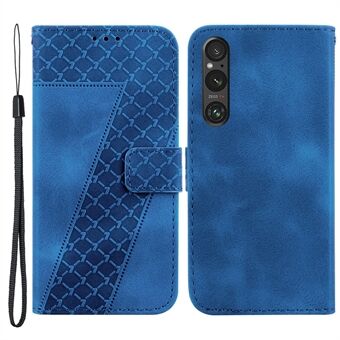 7-Shape påtrykt telefonpung etui til Sony Xperia 1 V , PU Stand smartphonecover