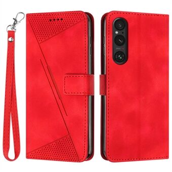 Wallet Stand Phone Case til Sony Xperia 1 V, PU læder trekantet trykt telefoncover.