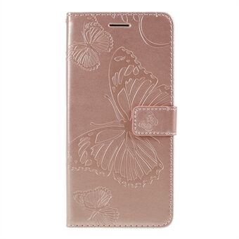 KT Imprinting Flower Series-2 Imprint Butterfly Læderpung Mobil Etui til Google Pixel 3a