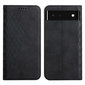 Wallet Cover med læder i skin-touch ruit mønster og stærk magnetisk auto-lukning, der beskytter mod ridser, og har en stander-funktion til Google Pixel 6.