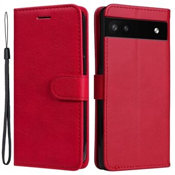 KT Leather Series-2 Stand Wallet Phone Case til Google Pixel 6a 5G, PU-læder + TPU Beskyttelsescover med håndledsrem.