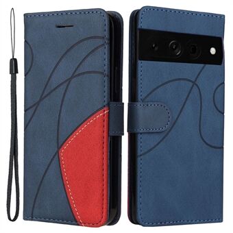 Til Google Pixel 7 Pro KT Leather Series-1 Dual-color Splice-etui, Stødresistent PU-læderpung, sammenklappeligt ståfoderal med rem.