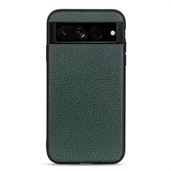 Litchi Textur Telefon Etui til Google Pixel 7 Pro, Ultra Slim Ægte Læderbelagt Stødsikkert PC + TPU Beskytter