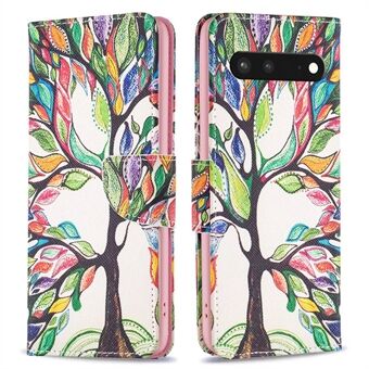 BF Mønster Print Læder Serie-1 til Google Pixel 7 PU Læder Wallet Telefon Etui Magnetisk Lås Indgraveret Mønster Stativ Beskyttende Cover