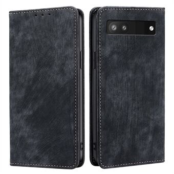 For Google Pixel 6a Fuldbeskyttende Telefonetui Anti-drop PU Læder Flip Wallet Stativ RFID Blokerende Magnetisk Telefoncover