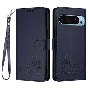 YB Imprinting Series-9 til Google Pixel 9 Pro Etui Kat Mus Pengepung Læder Telefoncover