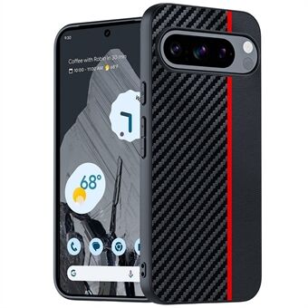 Til Google Pixel 9 Pro-etui  Carbon Fiber Tekstur Tyndt PU Læder Bagside