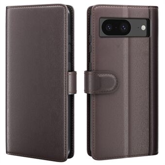 For Google Pixel 8 Pungtaske Ægte Splitlæder Telefoncover med Kortholder