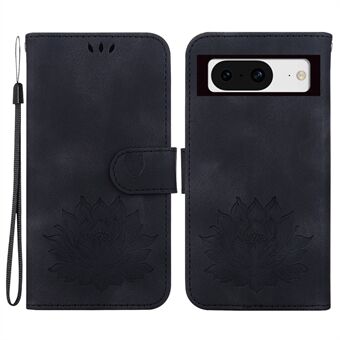 Til Google Pixel 8 Stand Wallet Case i PU-læder, flip-telefoncover med Lotus-aftryk.