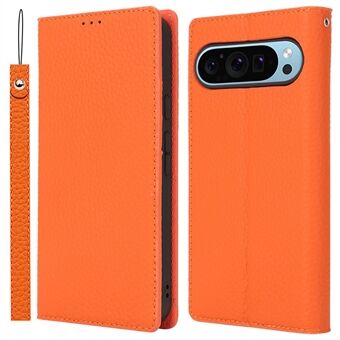 Til Google Pixel 9 Pro XL-etui Litchi Texture Egentlig Ko-Læder Telefoncover