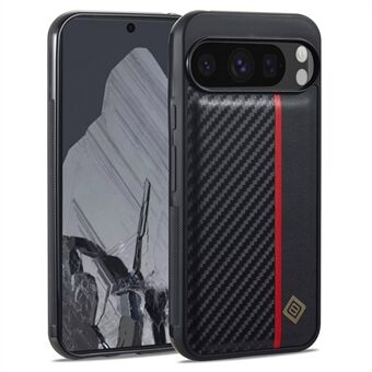 LC.IMEEKE Til Google Pixel 9 Pro-etuiet Carbon Fiber Texture Læderbagcover