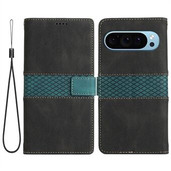 Til Google Pixel 9-etui Grid Splicing Wallet Card Slots PU Læder Telefoncover