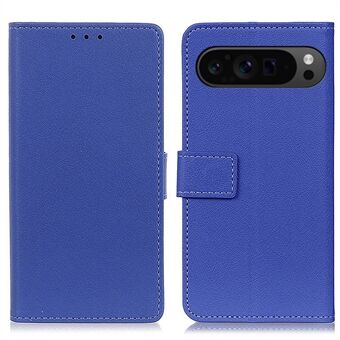 Til Google Pixel 9 Pro XL Tekstureret Engros Telefonetui PU Lædertelefonstander Cover - Blå