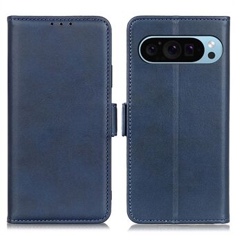 Til Google Pixel 9 Pro / Pixel 9 Engros Telefoncover med Kohudstekstur PU Læder Stativ Cover - Blå