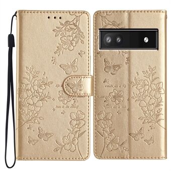 For Google Pixel 8a Wallet Telefonetui Sommerfugl Blomstermønster Stående Lædercover