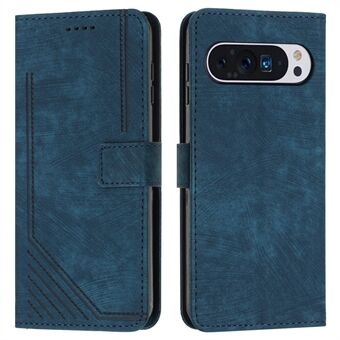 Til Google Pixel 9 Pro XL Etui Linjer Præget Folio Flip Læder Telefon Cover