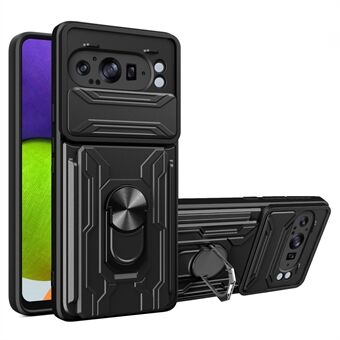 For Google Pixel 9 Pro XL Etui PC+TPU Kickstand Telefon Bagside Cover med Kamera Slider