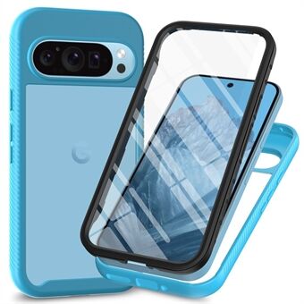 Til Google Pixel 9 / Pixel 9 Pro Cover PC+TPU Klar Telefoncover med PET Skærmfilm All-Round Beskyttelse