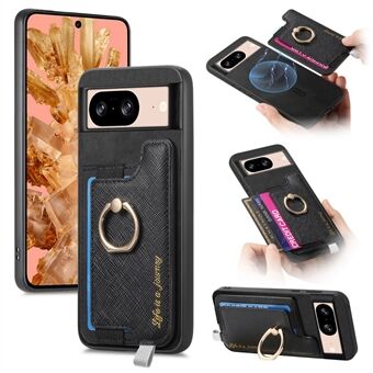 B5 Til Google Pixel 8 Etui 2-i-1 Magnetisk Aftagelig Kortholder Læder+TPU Telefoncover