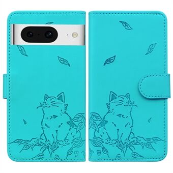 Til Google Pixel 8 Etui Wallet Kattemønster Præget Læder Telefon Cover