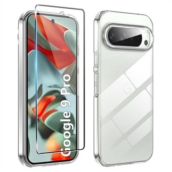 Til Google Pixel 9 / 9 Pro Klar TPU Ridsefast Telefoncover + 2.5D Arc Edge Skærmbeskytter