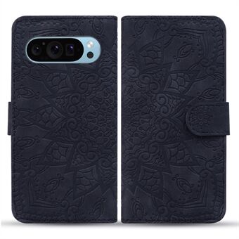 Til Google Pixel 9 / Pixel 9 Pro Etui PU Læder Tegnebog Flip Telefon Cover Blomst Præget