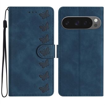 Til Google Pixel 9 Pro XL Etui Præget Sommerfugl Læder Pung Telefon Cover