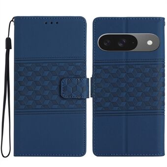 Til Google Pixel 9 / Pixel 9 Pro etui Rhombus læder horisontalt flip telefon cover