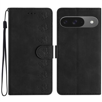 Til Google Pixel 9 / Pixel 9 Pro Etui Præget Sommerfugl Læder Pung Telefon Cover