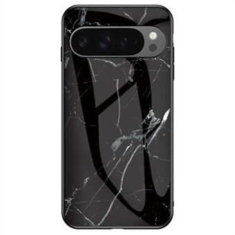 Til Google Pixel 9 Pro XL Etui Marmor Mønster Hærdet Glas+PC+TPU Beskyttende Telefon Cover