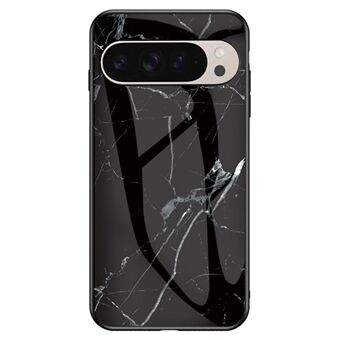 Til Google Pixel 9 Pro / 9 Etui Marmor Mønster Hærdet Glas+PC+TPU Beskyttende Telefon Cover