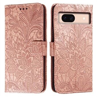 For Google Pixel 8a Etui Blonder Blomster PU Læder Flip Pung Telefon Cover